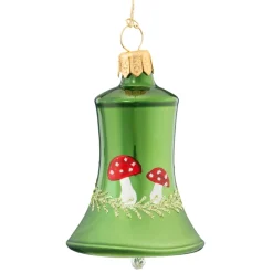 Weihnachtskugeln Aus Glas|Weihnachtskugeln-Glocke Grün mit Fliegenpilzen