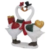 Standfiguren-Gänsepaar mit Geschenk und Herz