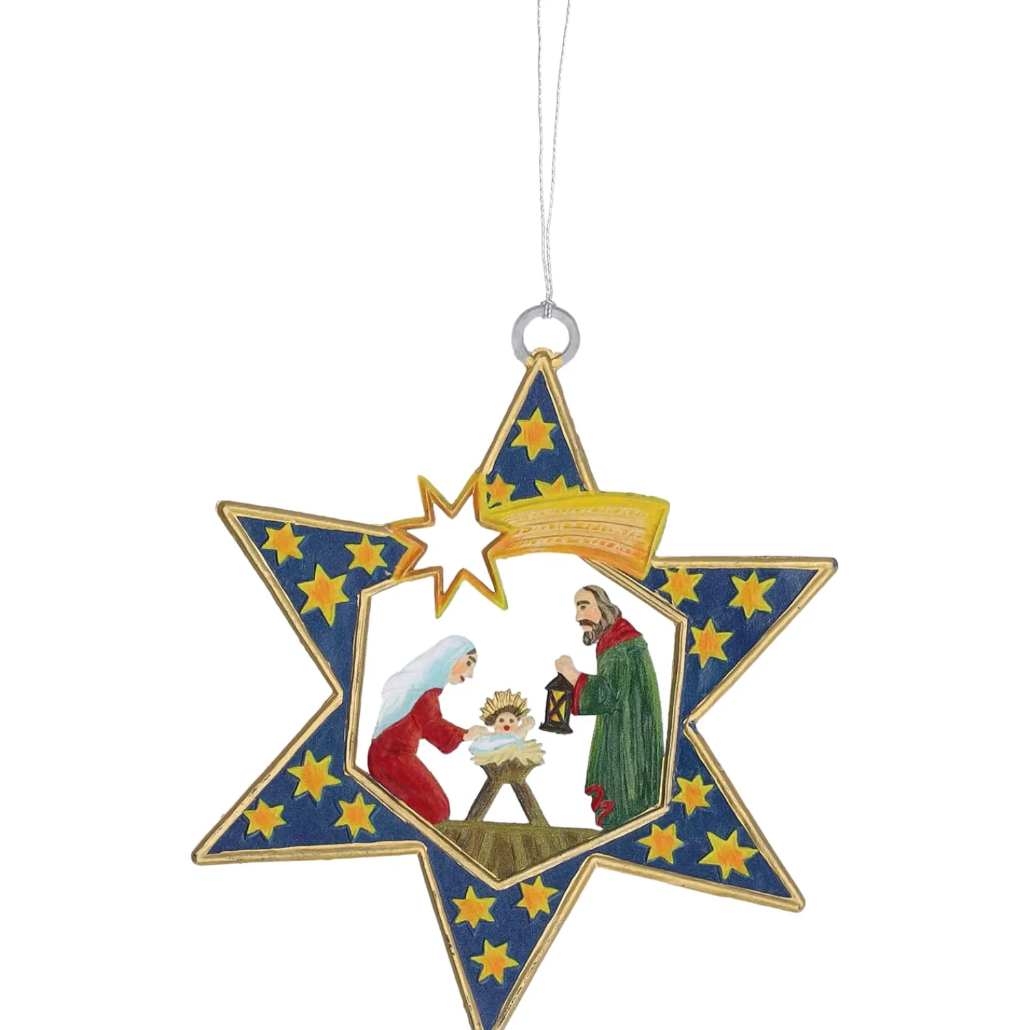 Käthes Original Baumschmuck Aus Zinn-Heilige Familie im Stern, Zinn-Baumbehang