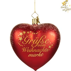 Poesie in Glas Weihnachtskugeln Aus Glas-Herz "Grüße vom Weihnachtsmarkt Lübeck"
