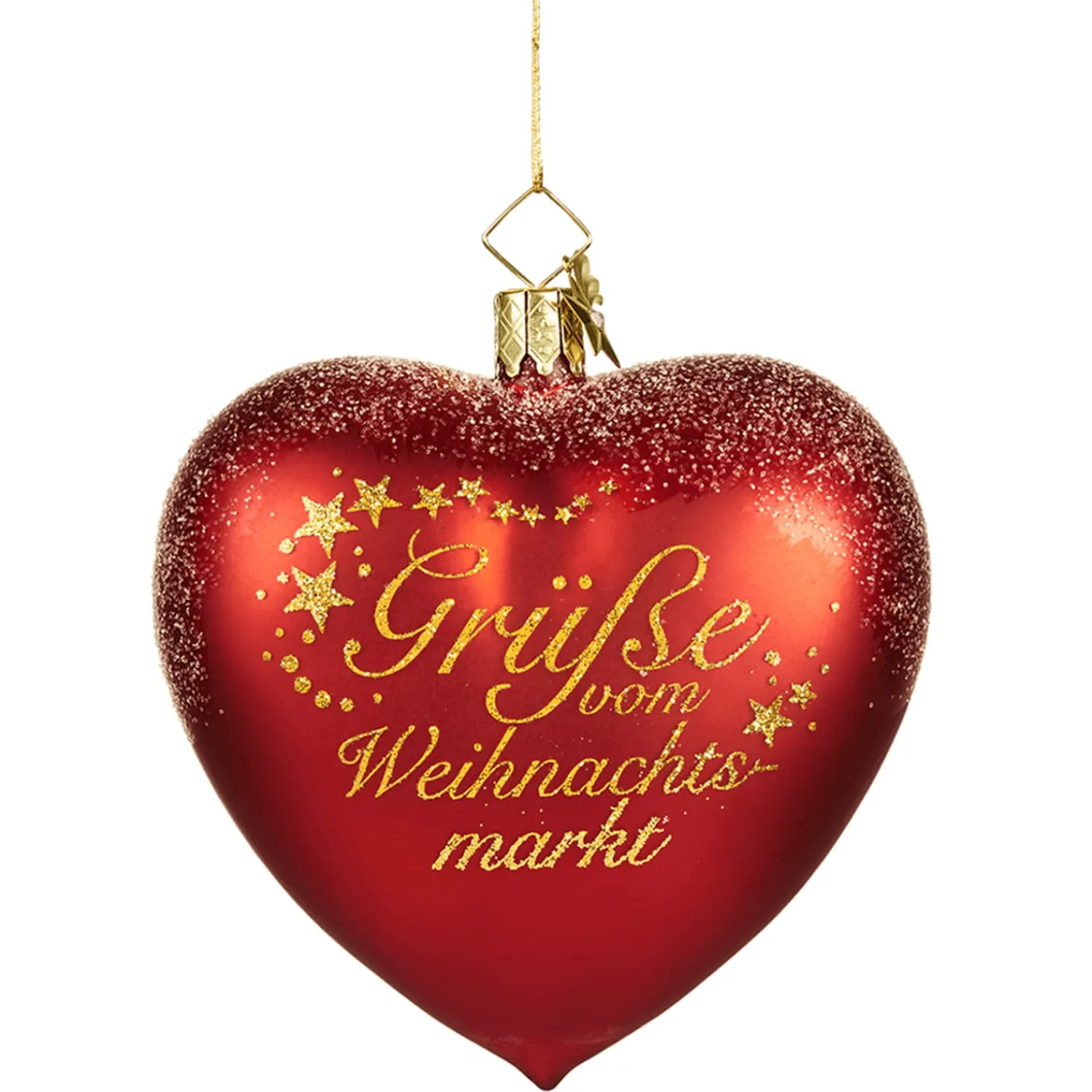 Poesie in Glas Weihnachtskugeln Aus Glas-Herz "Grüße vom Weihnachtsmarkt Lübeck"