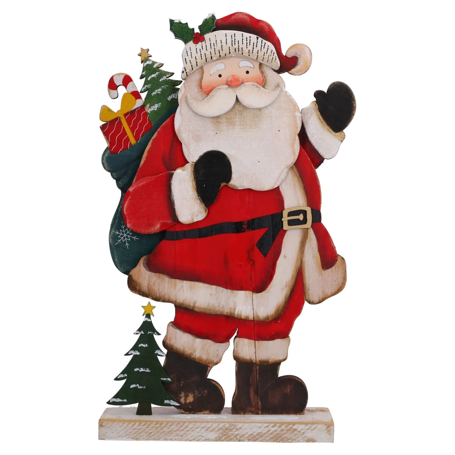 Standfiguren-Holzaufsteller "Wandernder Weihnachtsmann"