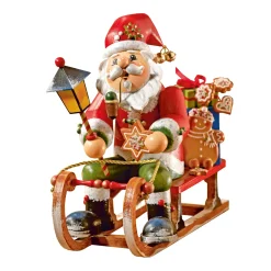 Käthes Original Räuchermänner-Holzknoddl "Weihnachtsmann auf Schlitten", Räuchermann