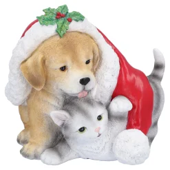 Standfiguren-Hund und Katze unter Mütze