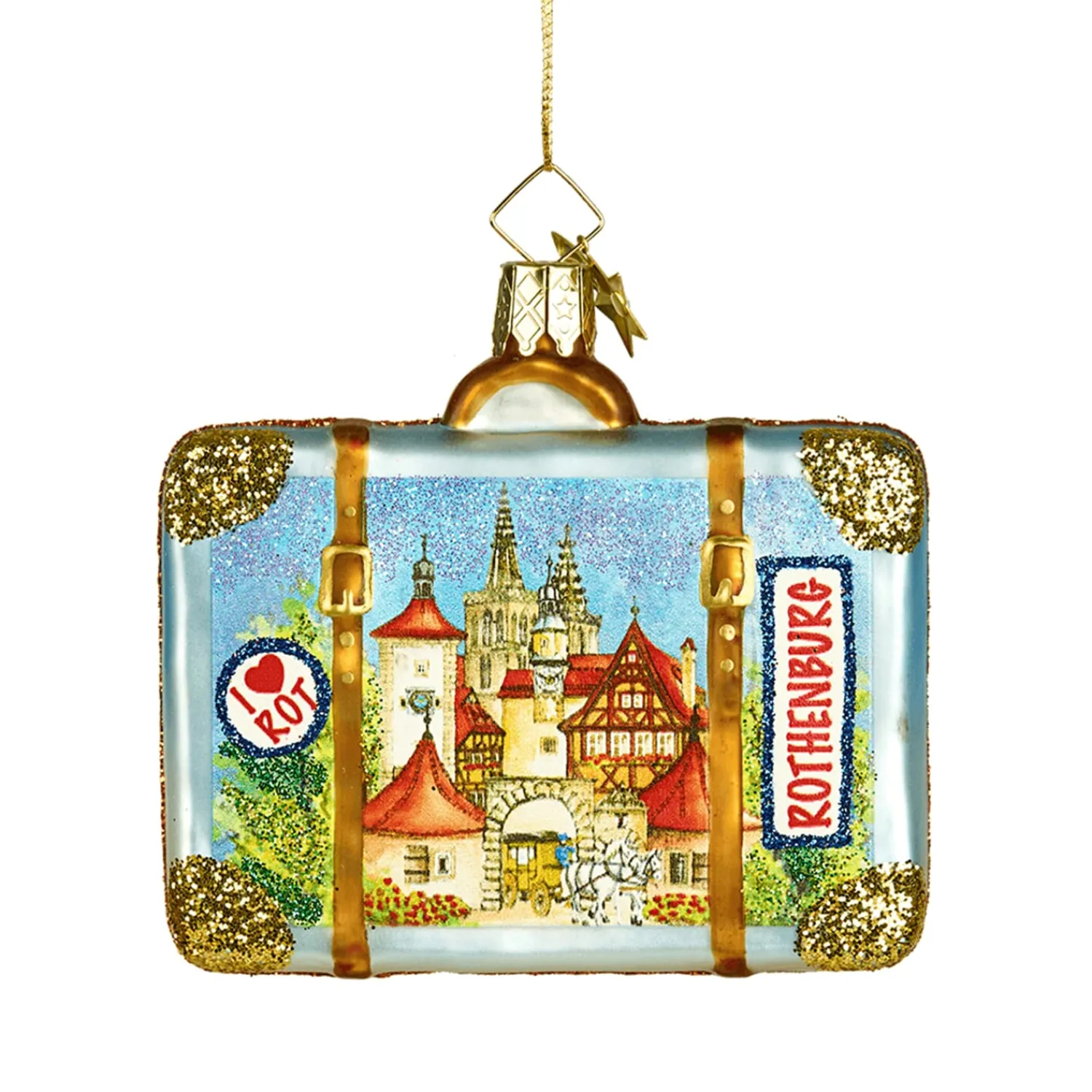 Poesie in Glas Rothenburg Motive|Weihnachtskugeln Aus Glas-Koffer Rothenburg