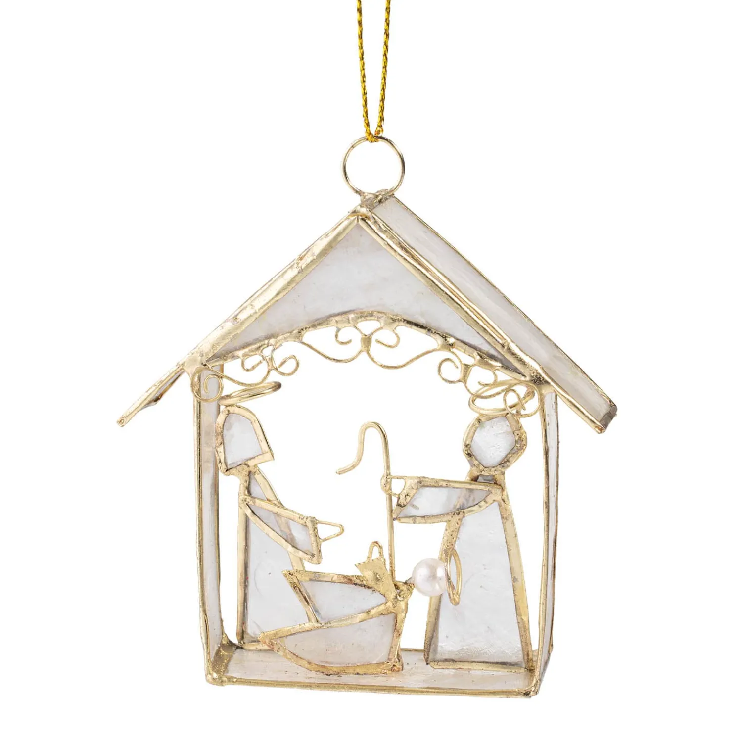 Weihnachtsbaumanhänger|Baumschmuck Aus Perlmutt-Krippe aus Perlmutt, 8,5 cm