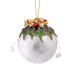 Baumschmuck Aus Perlmutt-Kugel mit weihnachtlicher Dekoration, aus Perlmutt, 8 cm