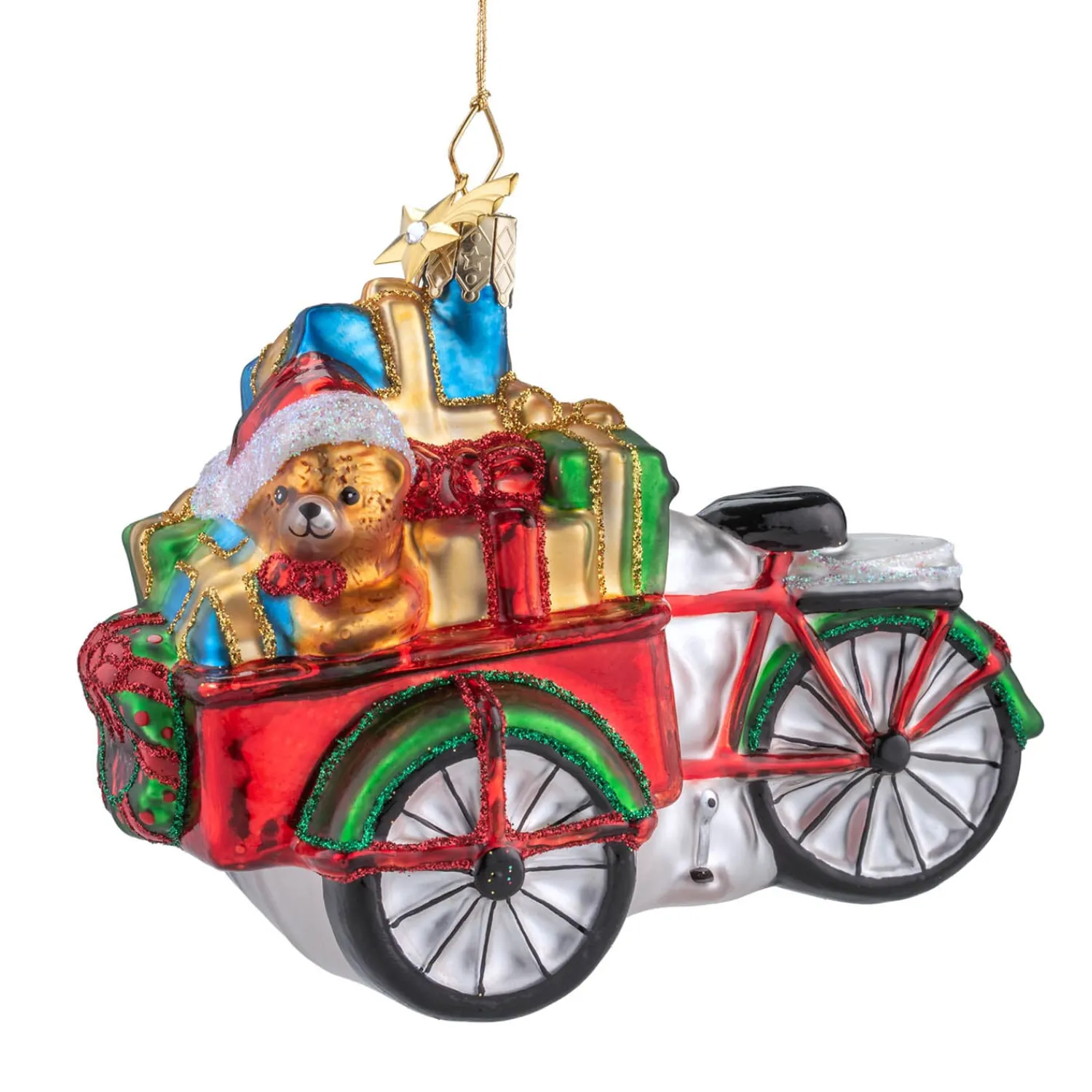 Poesie in Glas Weihnachtskugeln Aus Glas-Lastenrad mit Geschenken