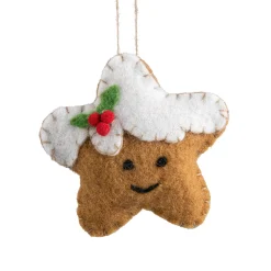 Weihnachtsbaumanhänger|Baumschmuck Aus Filz-Lebkuchen-Stern aus Filz