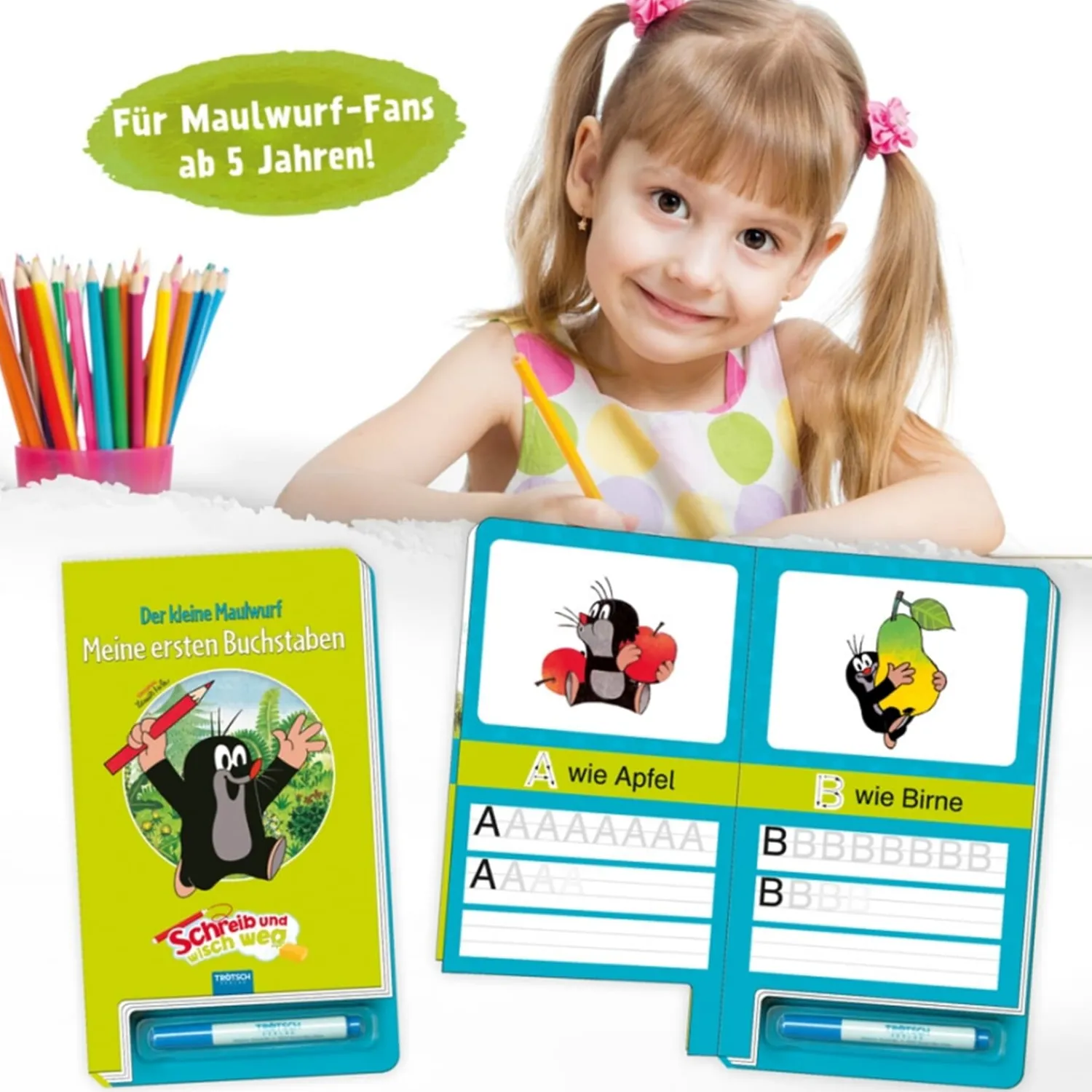 Trötsch Verlag Spielzeug|Der Kleine Maulwurf „Krtek”-Lernheft "Meine ersten Buchstaben - Der kleine Maulwurf"