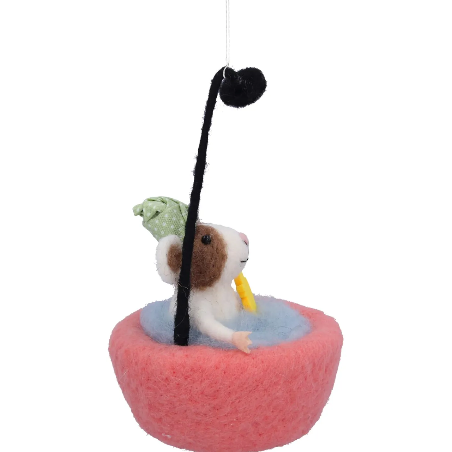 Baumschmuck Aus Filz-Maus in Badewanne aus Filz