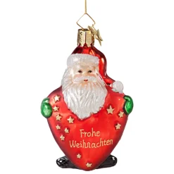 Poesie in Glas Weihnachtskugeln Aus Glas-Nikolaus mit Herz "Frohe Weihachten"