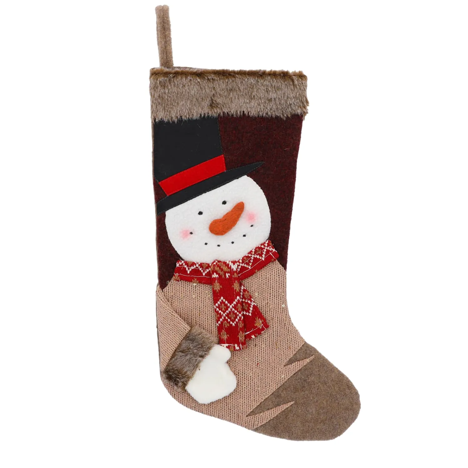 Hängedeko-Nikolausstrumpf mit Schneemann, rustikal