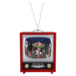 Nostalgische Weihnachtsdeko|Spieluhr Weihnachten-Nostalgiefernseher "Weihnachtskarussell", Spieldose