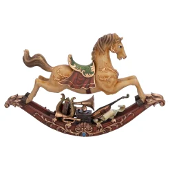 Standfiguren-Nostalgisches Schaukelpferd mit Instrumenten, hellbraun