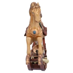Standfiguren-Nostalgisches Schaukelpferd mit Instrumenten, hellbraun