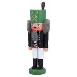 HODREWA Nussknacker Figuren-Nussknacker "Bergmann", grün gold, 15,5 cm