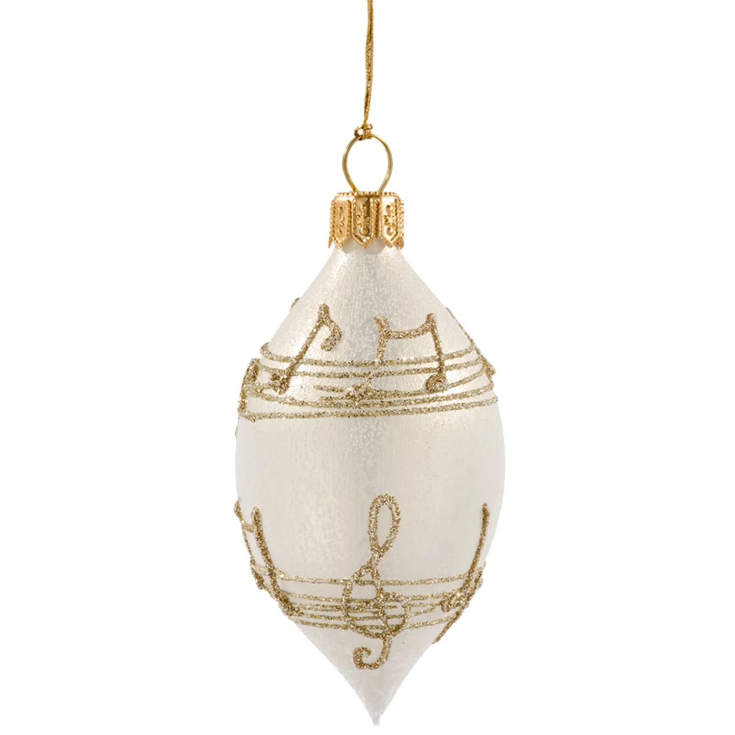 Weihnachtskugeln|Weihnachtskugeln Aus Glas-Olive cremefarben mit Notenband