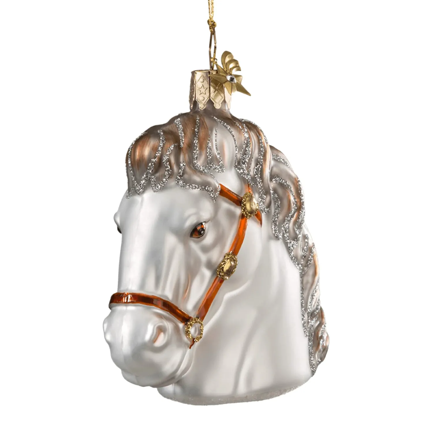 Poesie in Glas Weihnachtskugeln Aus Glas-Pferdekopf weiß