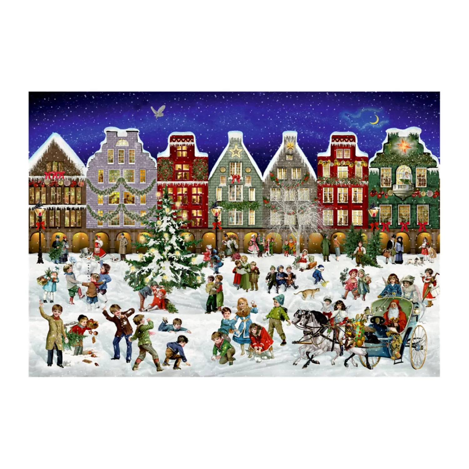 Spielzeug|Adventsdeko & Kalender-Puzzle-Adventskalender "Winterabend in der Stadt"