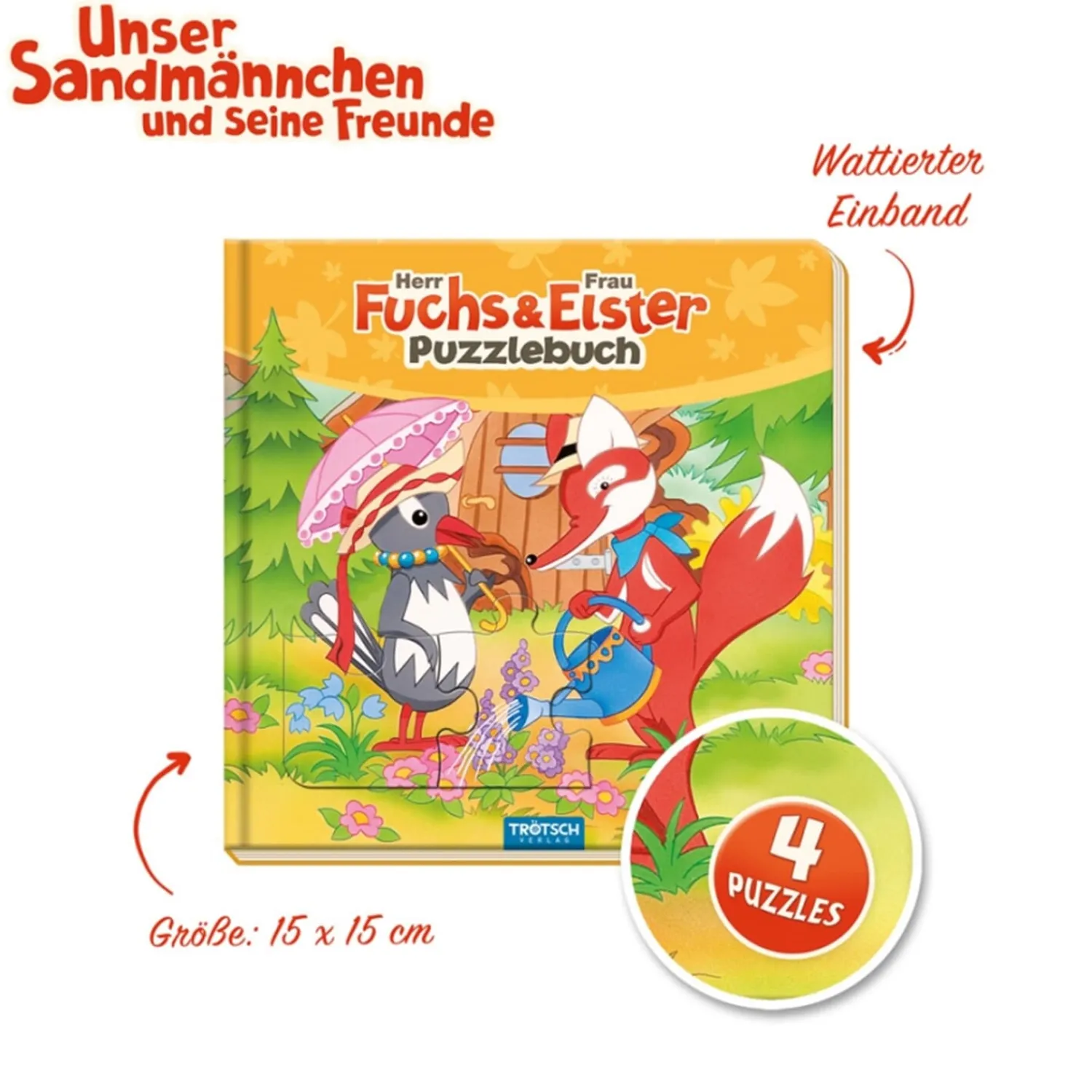 Trötsch Verlag Spielzeug|Unser Sandmännchen Und Seine Freunde-Puzzlebuch "Herr Fuchs und Frau Elster"
