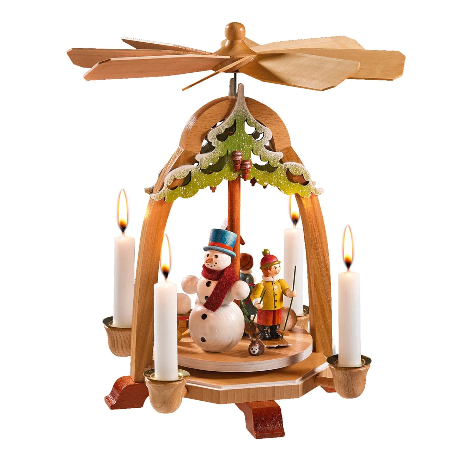 Käthes Original Weihnachtsdeko Holz|Weihnachtspyramiden-Pyramide "Schneetanz"