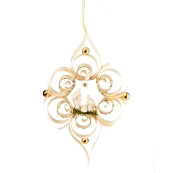 Christbaumschmuck Holz-Raute mit Heiliger Familie