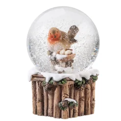 Schneekugeln Weihnachten-Schneekugel "Rotkehlchen mit Nest"