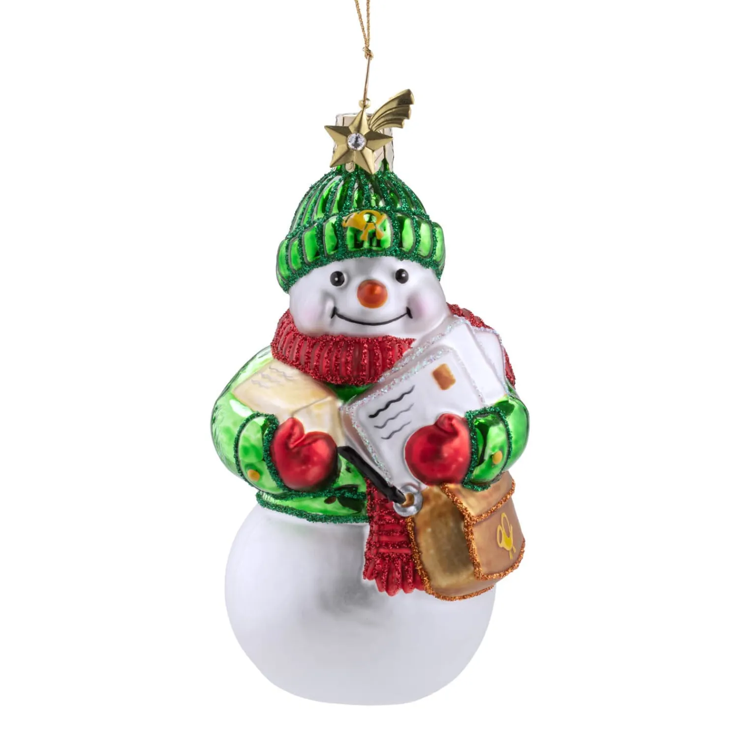 Poesie in Glas Weihnachtskugeln Aus Glas-Schneemann als Postbote