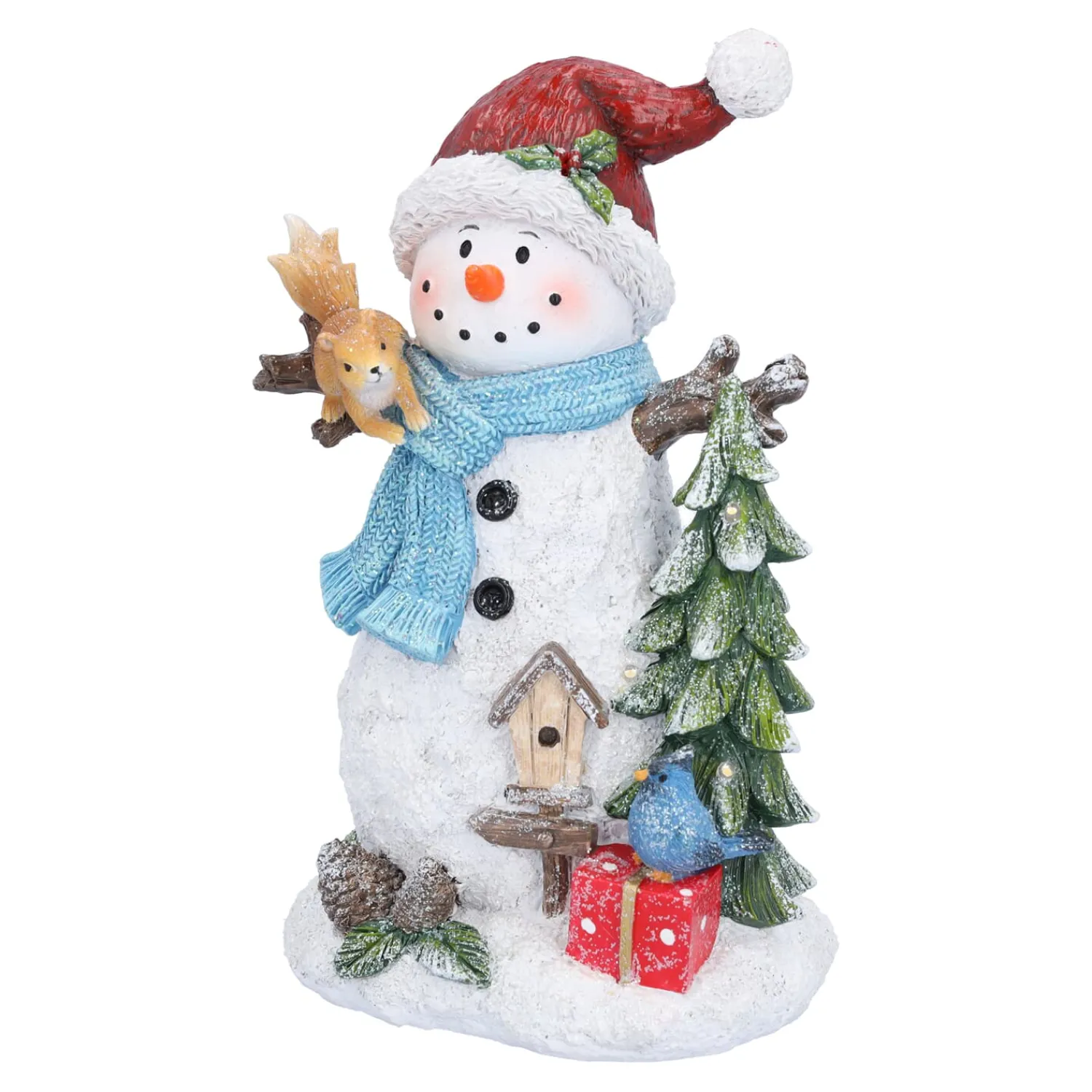 Standfiguren-Schneemann mit Eichhörnchen, LED