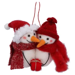Baumschmuck Aus Filz-Schneemannpaar mit Geschenk, Filz-Baumbehang
