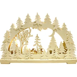 RATAGS Holzdesign Schwibbogen Weihnachten-Schwibbogen "Rehe in der Abenddämmerung", 115V mit USB A-Anschluss