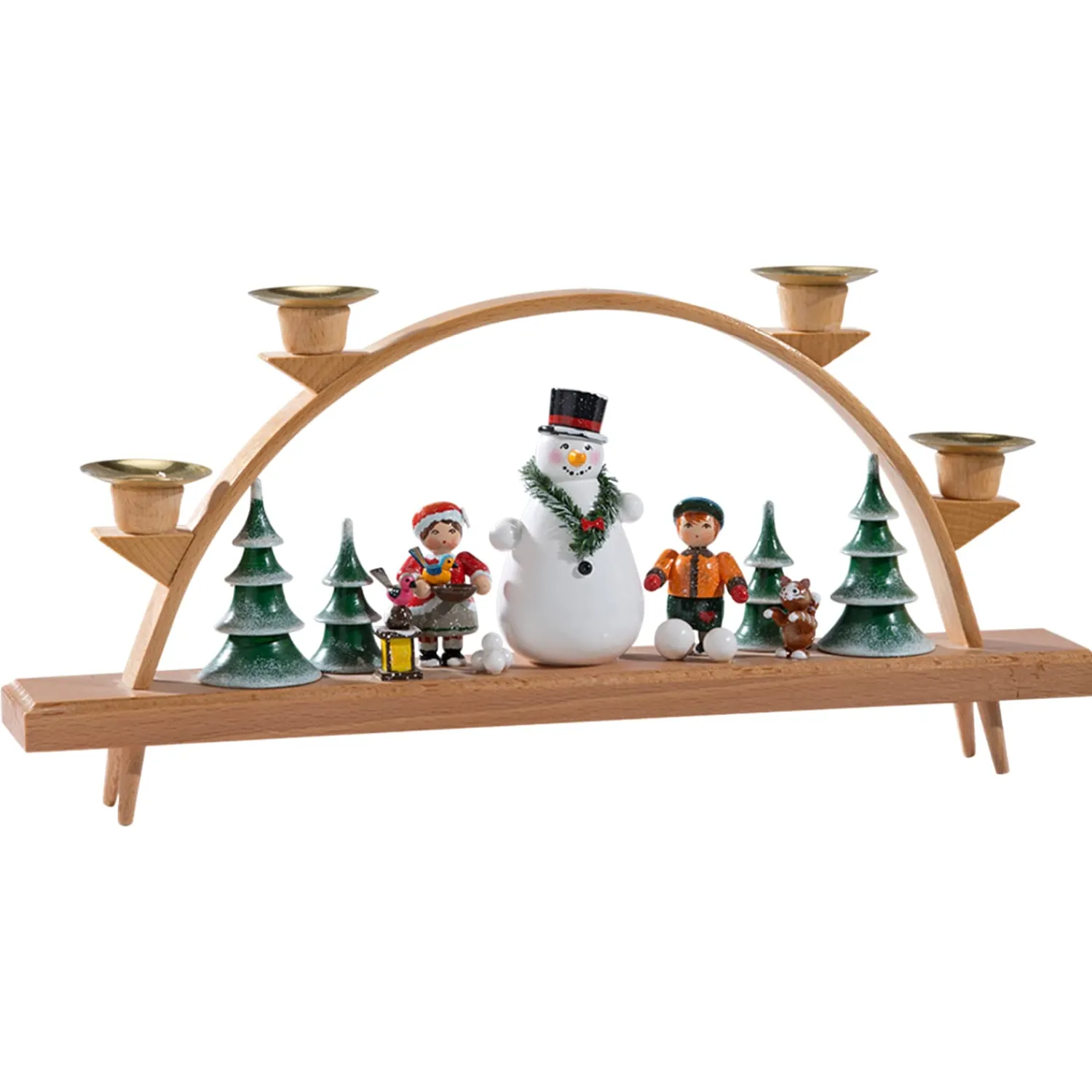 Käthes Original Schwibbogen Weihnachten-Schwibbogen "Schneemann mit Kinder"