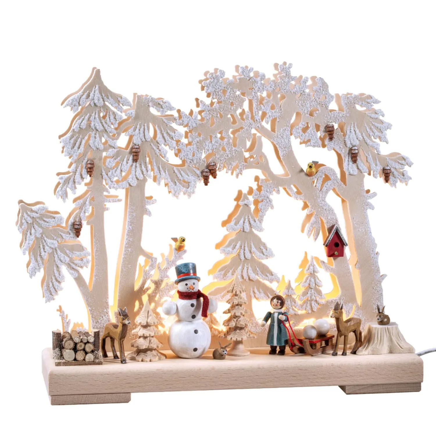 Käthes Original Schwibbogen Weihnachten-Schwibbogen "Waldspaziergang", 230V mit USB A-Anschluss