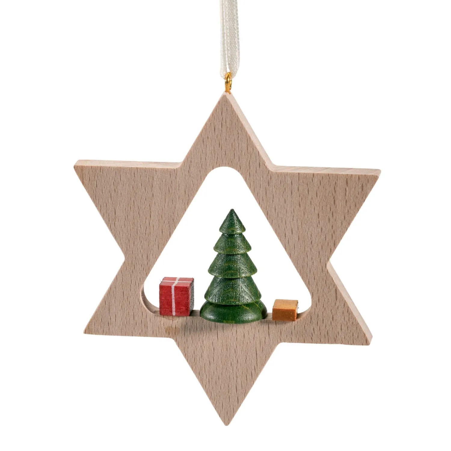 Käthes Original Christbaumschmuck Holz-Stern mit Bäumchen