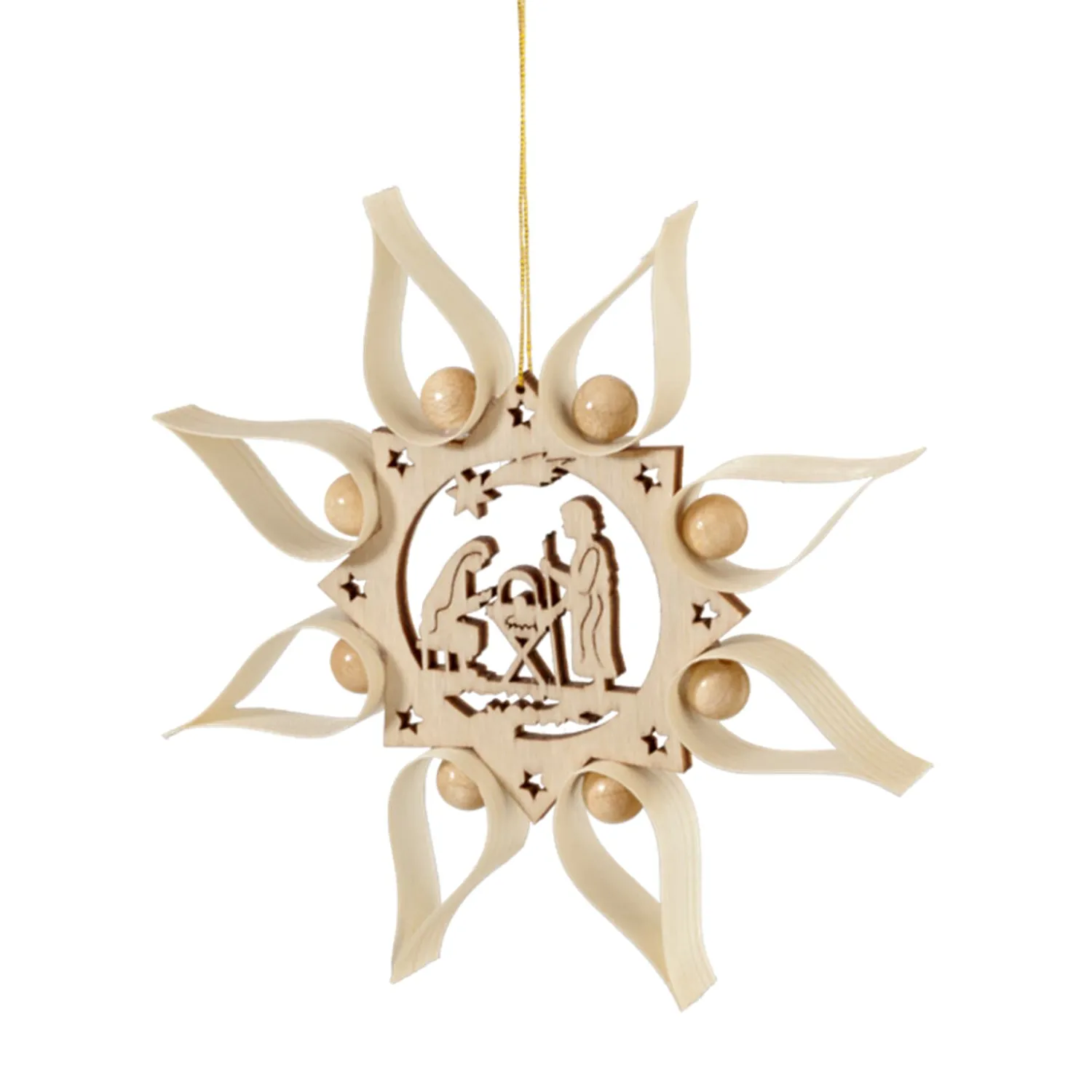 Christbaumschmuck Holz-Stern mit heiliger Familie