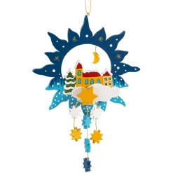 Käthes Original Christbaumschmuck Holz-Stern mit Kirche