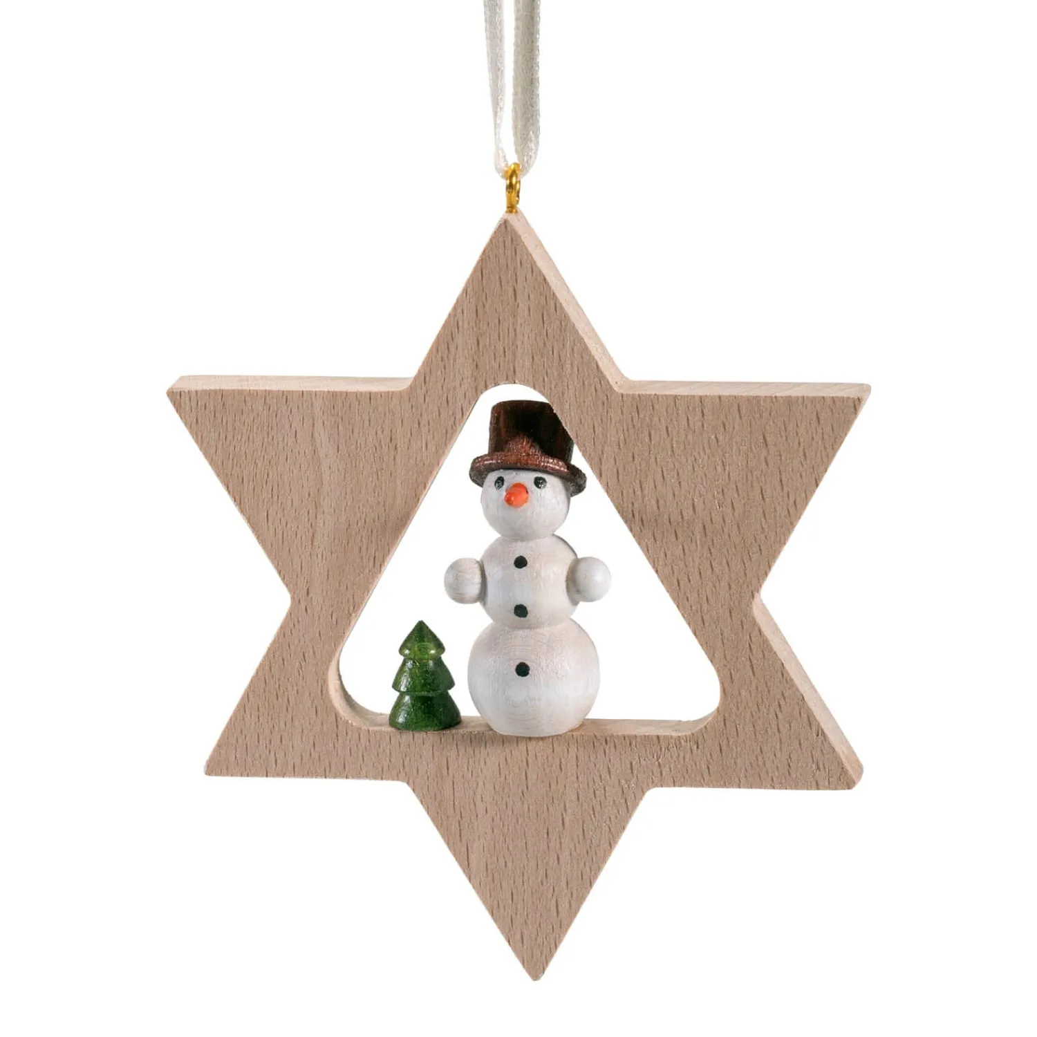 Käthes Original Christbaumschmuck Holz|Weihnachtsdeko Holz-Stern mit Schneemann