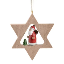 Käthes Original Christbaumschmuck Holz|Weihnachtsdeko Holz-Stern mit Weihnachtsmann