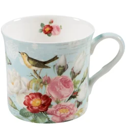 Tischdeko-Tasse Rosen/Vogel