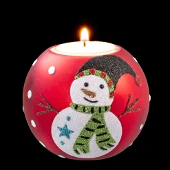 Kerzen & Teelichthalter-Teelichthalter "Schneespaß" rot