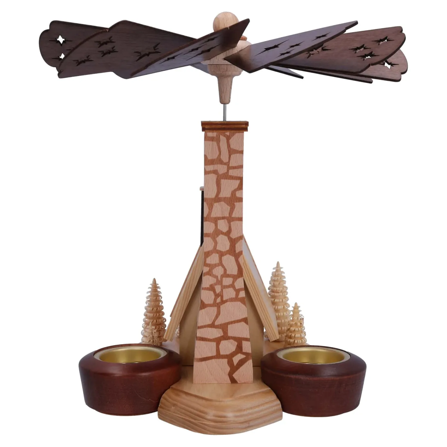 HODREWA Weihnachtspyramiden-Teelichtpyramide "Forsthaus"