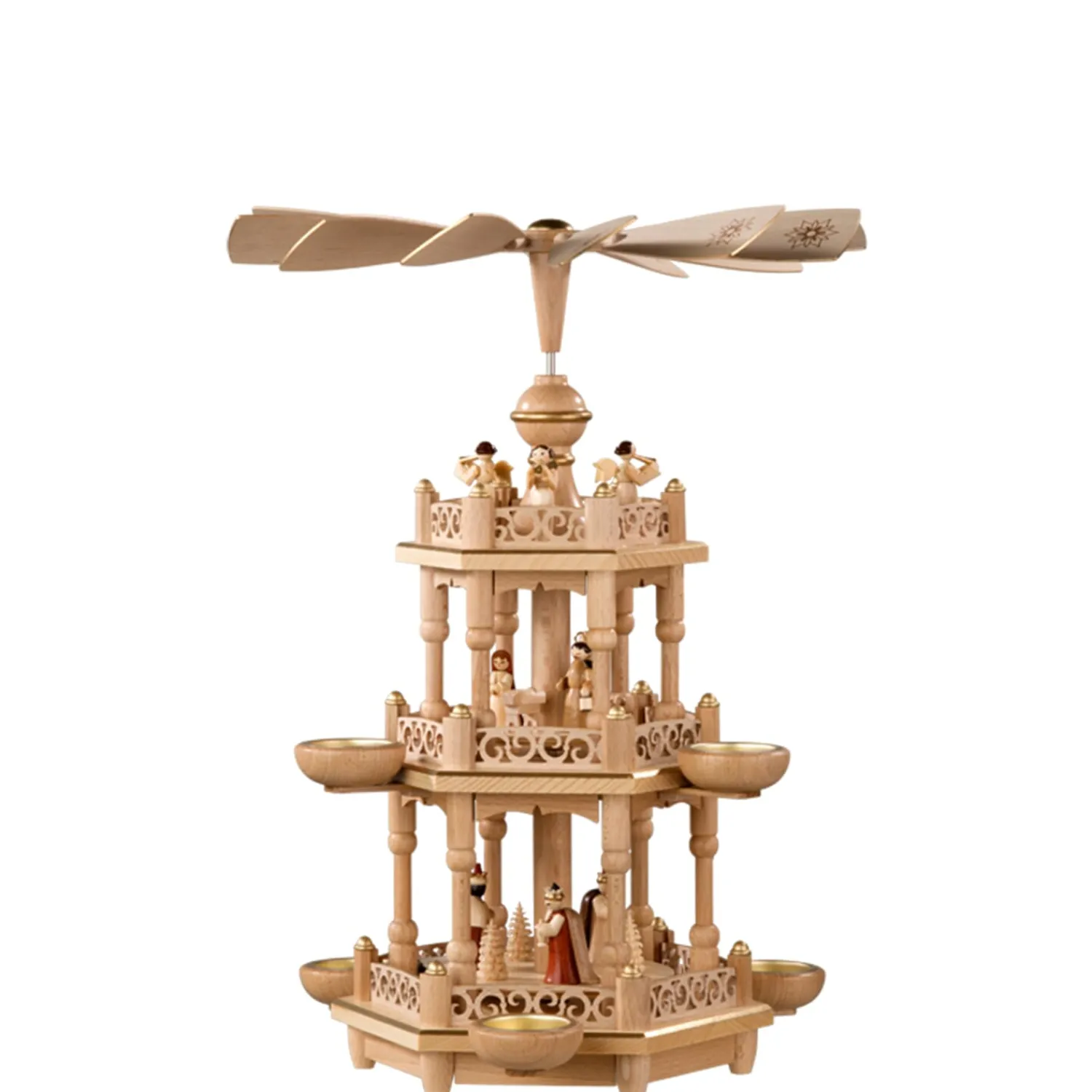 Richard Glässer Nostalgische Weihnachtsdeko|Weihnachtspyramiden-Teelicht-Pyramide "Himmlische Geschichte"