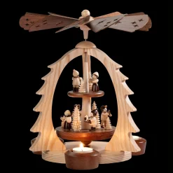 HODREWA Weihnachtspyramiden-Teelicht-Pyramide "Waldspaziergang"