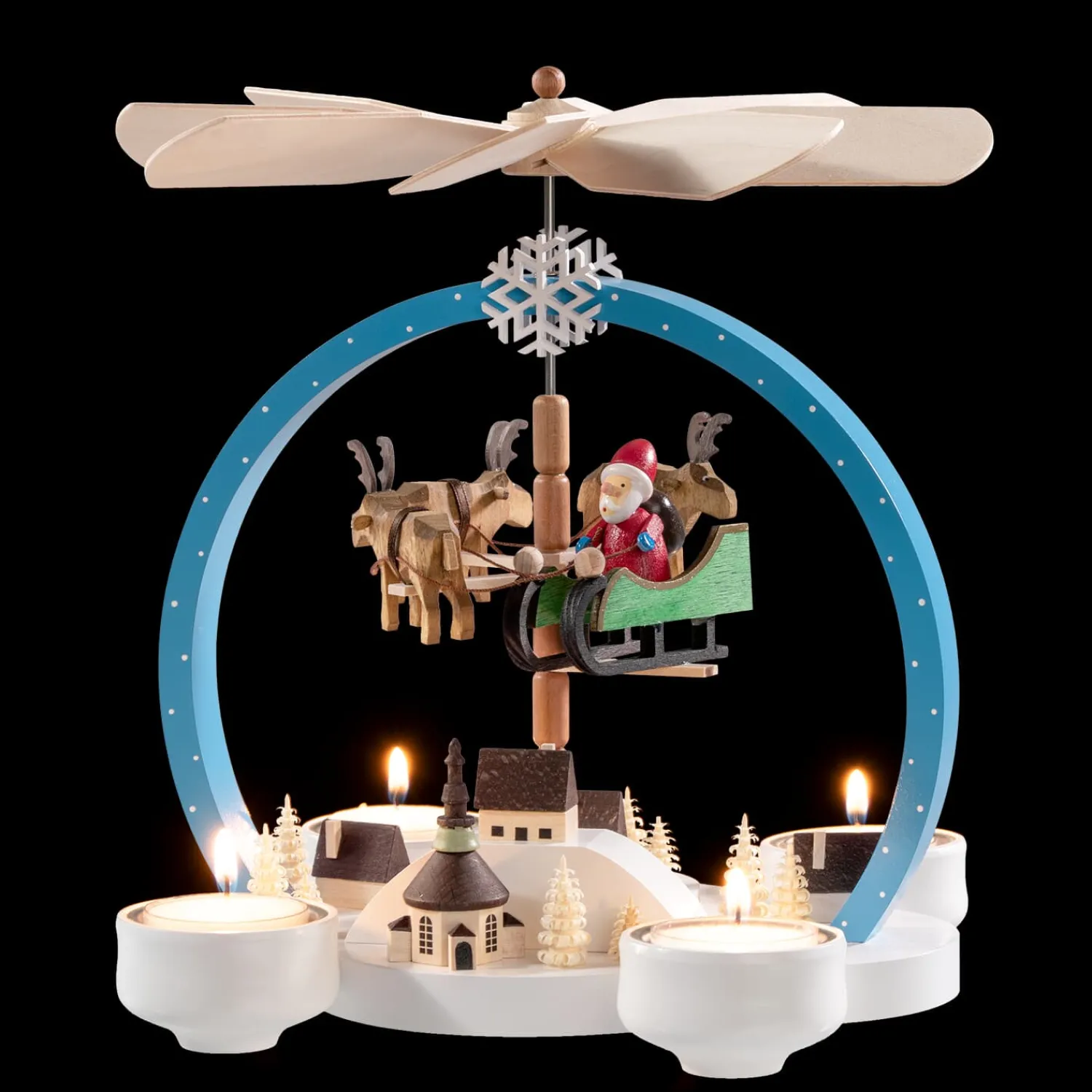 Weihnachtspyramiden-Teelicht-Pyramide Weihnachtszauber bunt