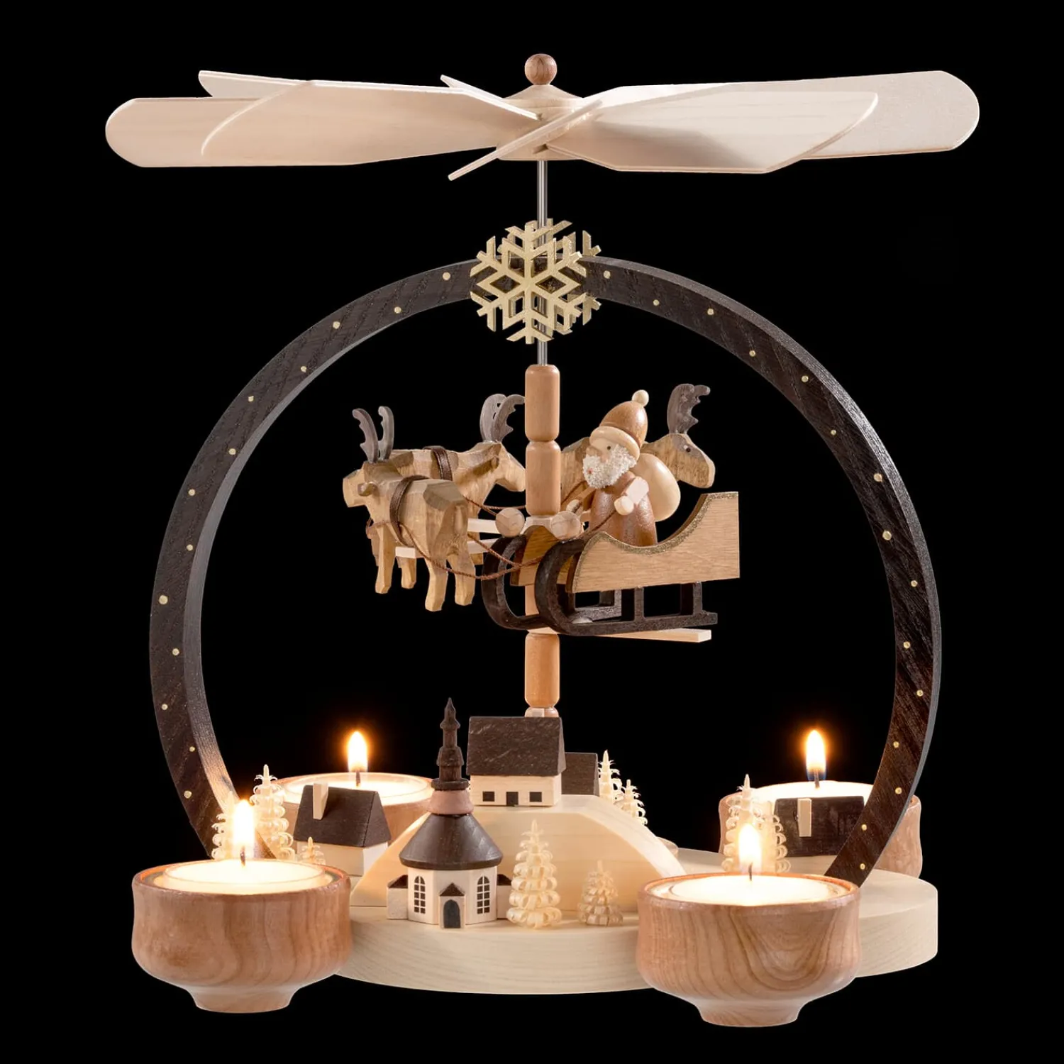 Weihnachtspyramiden-Teelicht-Pyramide Weihnachtszauber natur