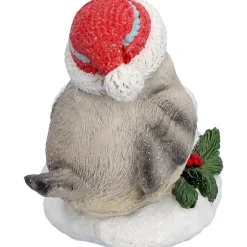 Standfiguren|Kerzen & Teelichthalter-Vogel mit roter Mütze, Teelichthalter