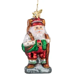 Poesie in Glas Weihnachtsbaum Deko|Weihnachtskugeln Aus Glas-Weihnachtsmann als Wanderer