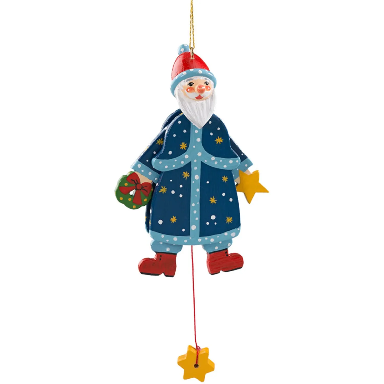 Käthes Original Christbaumschmuck Holz-Weihnachtsmann, beweglich