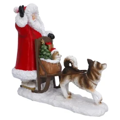 Standfiguren-Weihnachtsmann mit Hundeschlitten, Standfigur